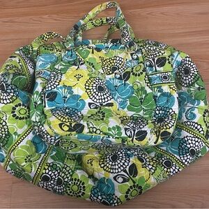 Vera Bradley Large Quilted Duffle Bag & Matching Purse In “Limes Up” Design